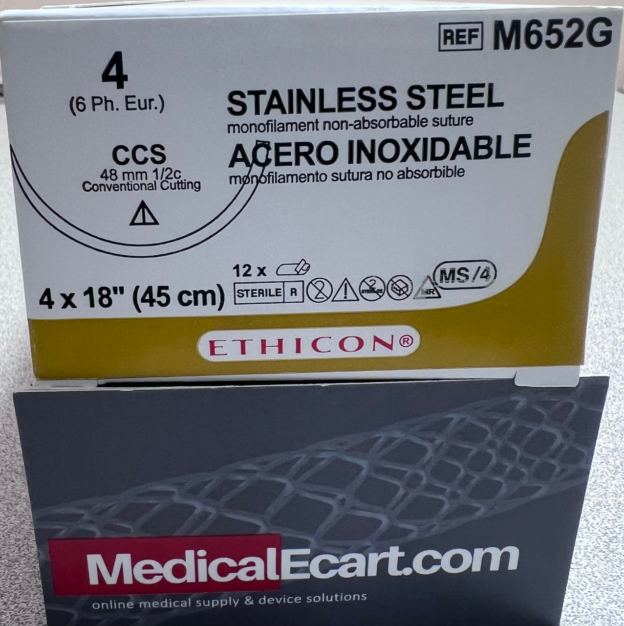 Suture, Conventional Cutting Sternum, Size 4, 4-18", Monofilament B&S22, Needle CCS, _ Circle, 1 dz/bx (Continental US Only)