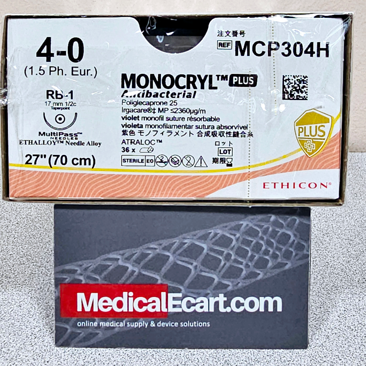 Suture, Taper Point, Size 4-0, 27", Violet Monofilament, Needle RB-1, _ Circle, 3 dz/bx (Continental US Only)