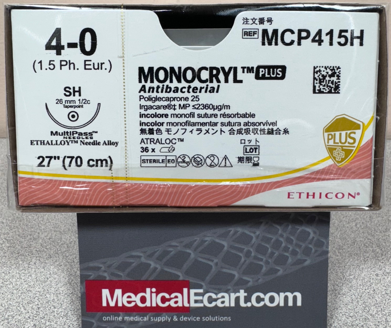 Suture, Taper Point, Size 4-0, 27", Undyed Monofilament, Needle SH, _ Circle, 3 dz/bx (Continental US Only)