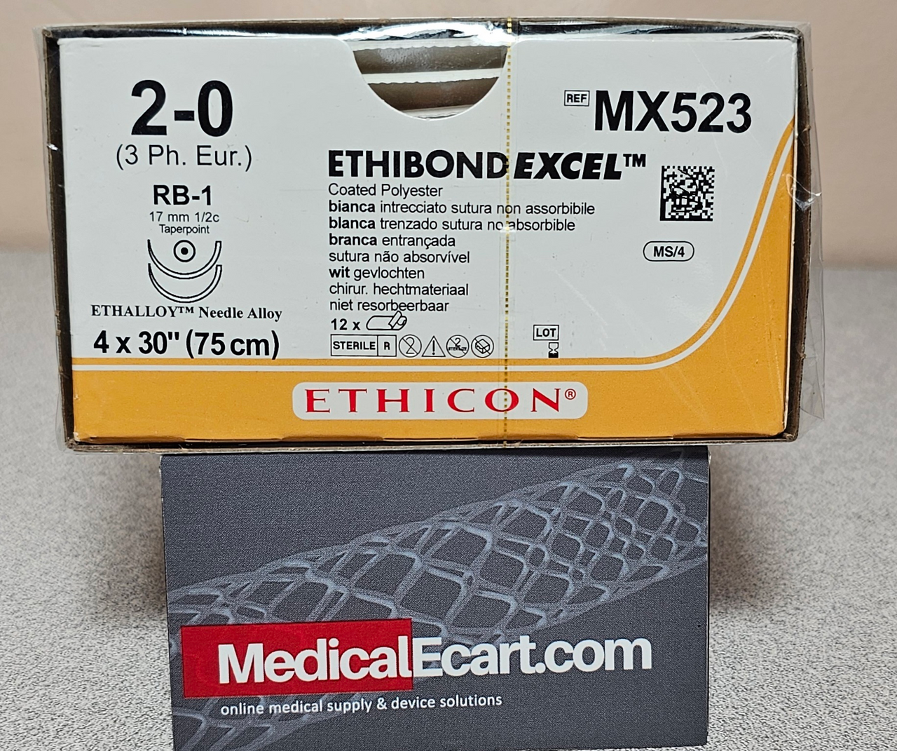 Suture, Taper Point, Size 2-0, 4-30", White Braided, Needle RB-1 RB-1, _ Circle, 1 dz/bx (Continental US Only)