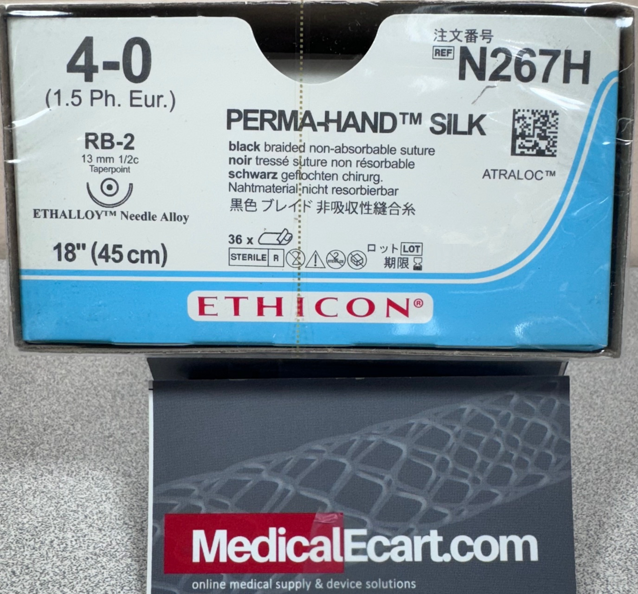 Suture, Taper Point, Size 4-0, 18", Black Braided, Needle TF, _ Circle, 3 dz/bx (Continental US Only)