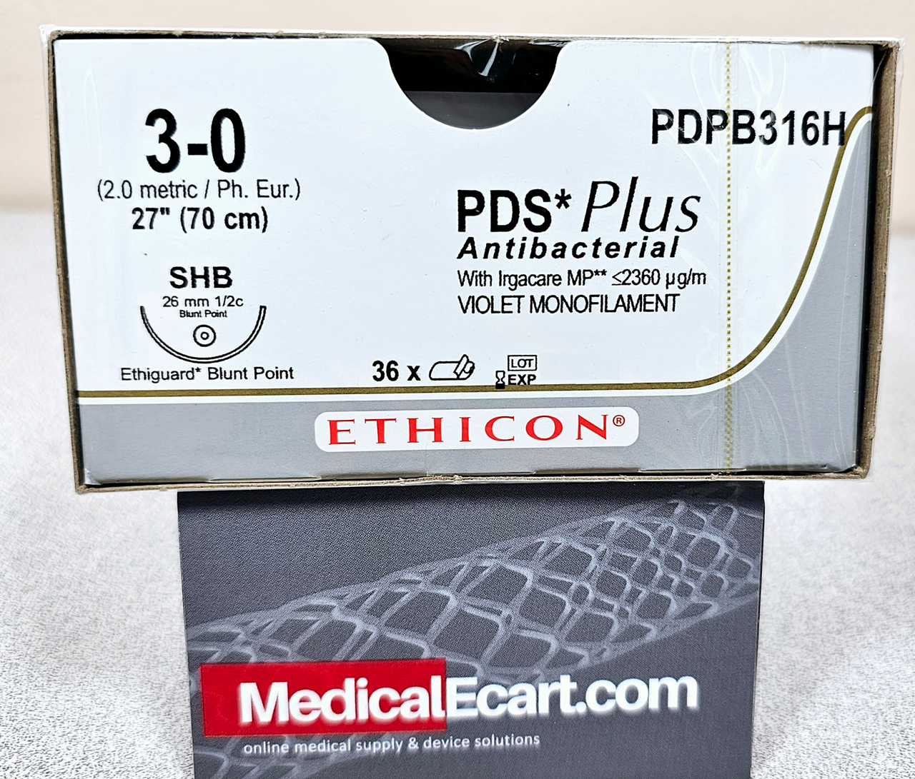 Suture, Ethiguard Blunt Point, Size 3-0, 27", Violet Monofilament, Needle SHB, _ Circle, 3 dz/bx (Continental US Only)