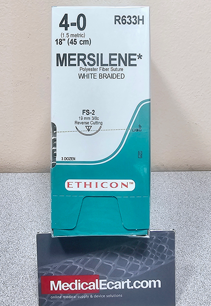 Suture, Size 4-0, 18", White Braided, Needle FS-2, 3 dz/bx (Continental US Only)