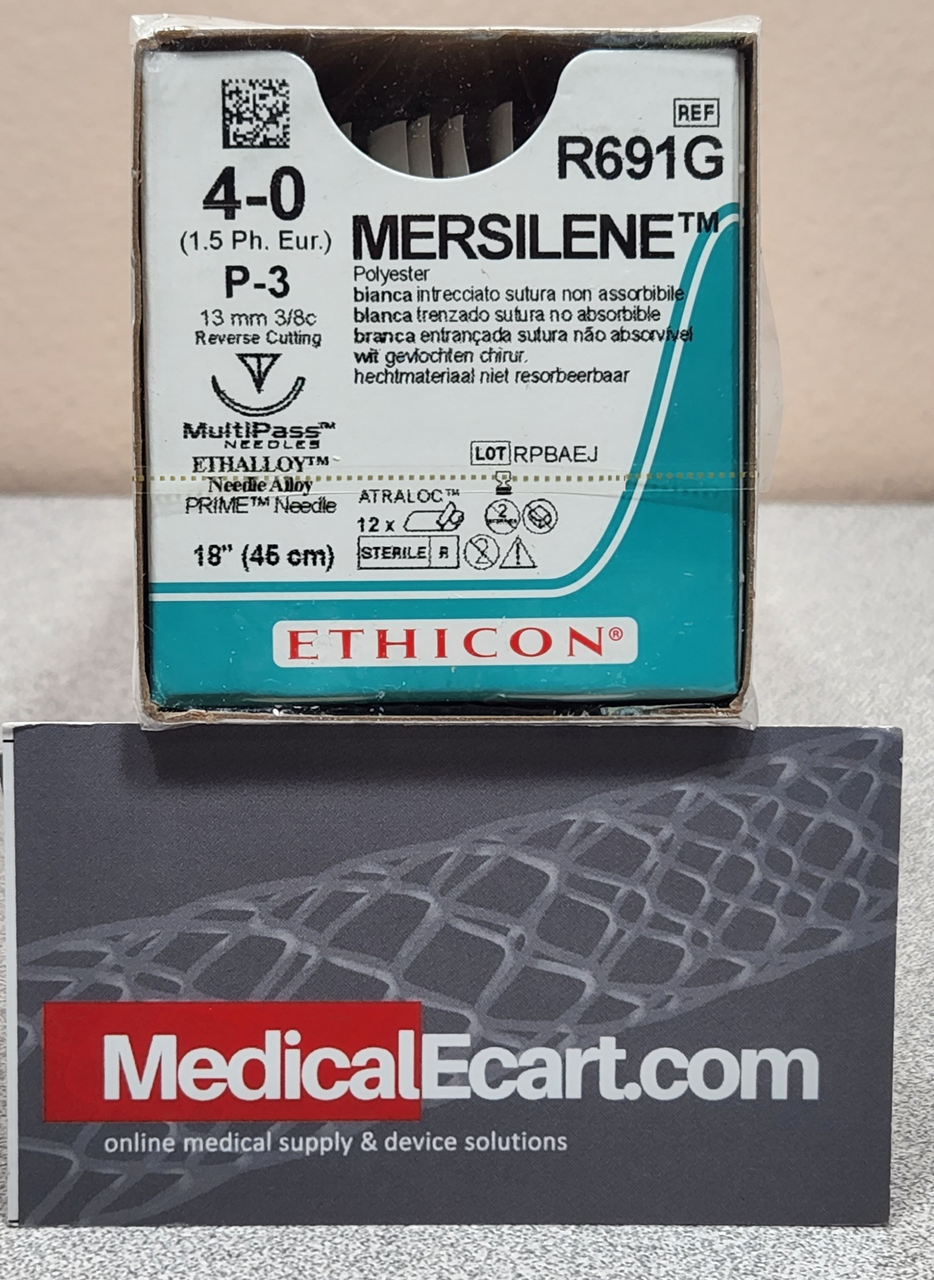 Suture, Precision Point Reverse Cutting, Size 4-0, 18", White Braided, Needle P-3, 3/8 Circle, 1 dz/bx (Continental US Only)