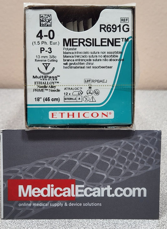 Suture, Precision Point Reverse Cutting, Size 4-0, 18", White Braided, Needle P-3, 3/8 Circle, 1 dz/bx (Continental US Only)