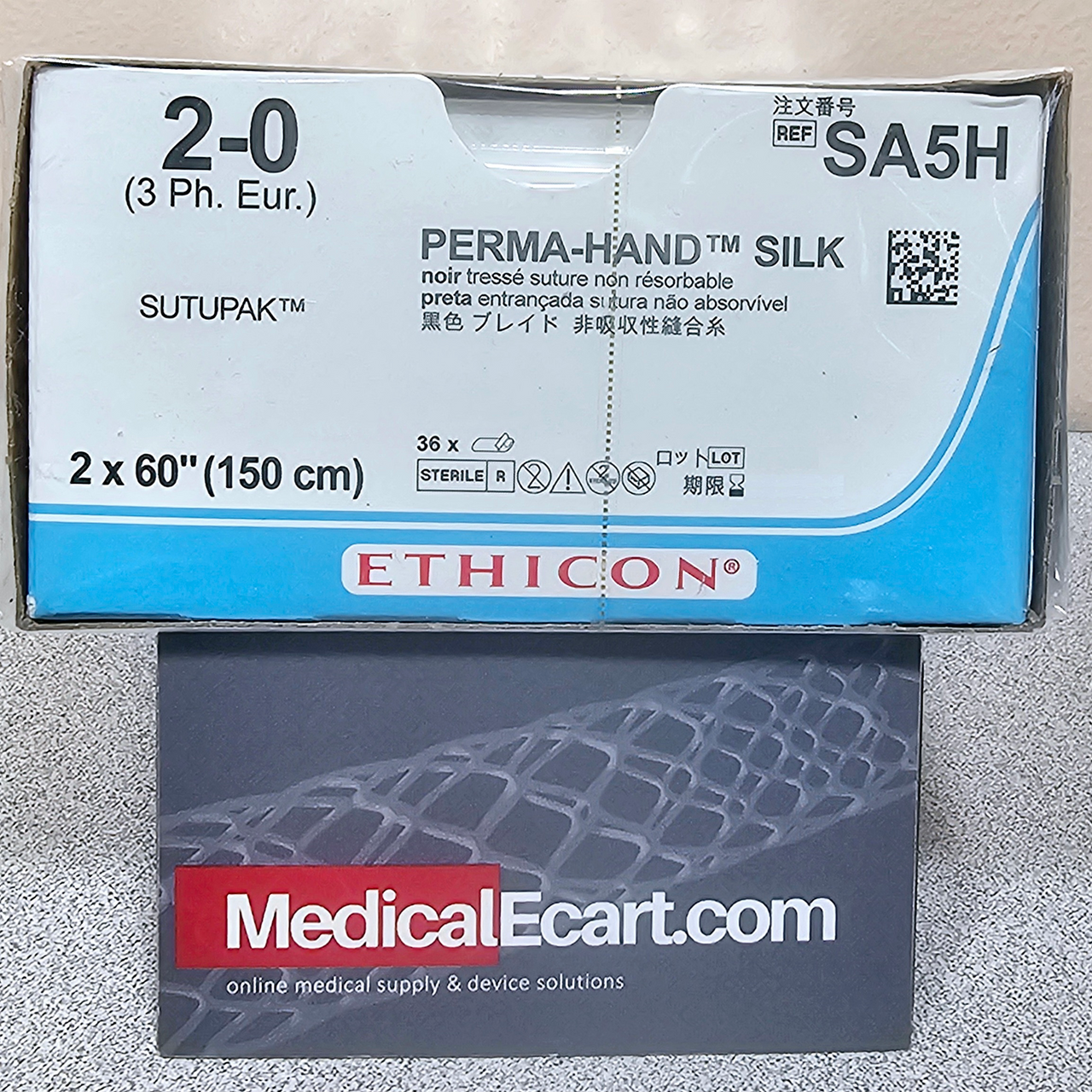 Suture, Sutupak Pre-Cut, Size 2-0, 2-60", Black Braided, 3 dz/bx (Continental US Only)