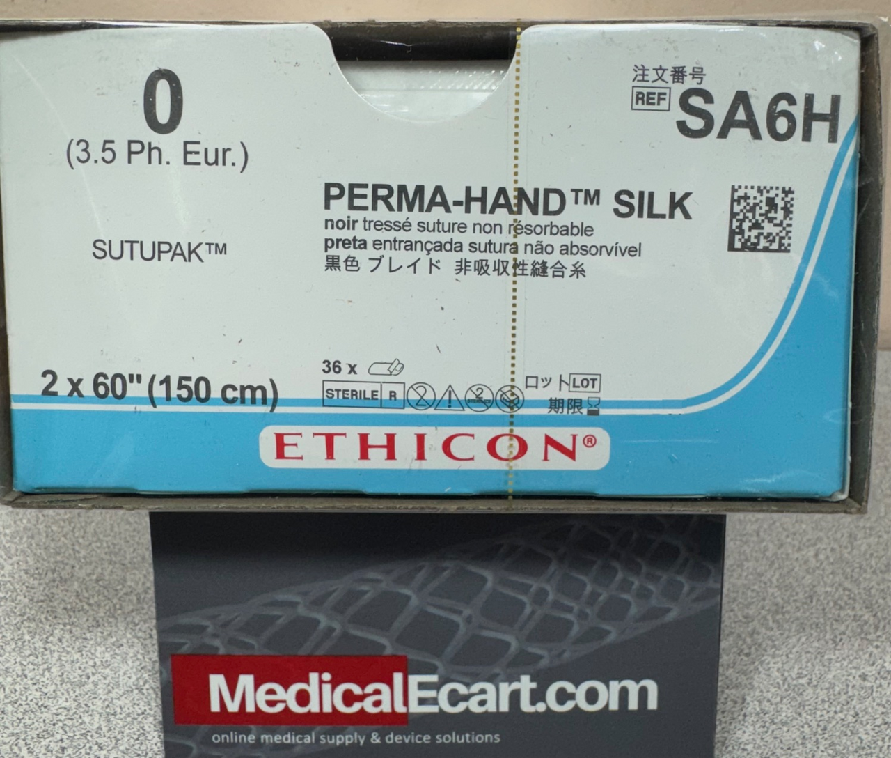 Suture, Sutupak Pre-Cut, Size 0, 2-60", Black Braided, 3 dz/bx (Continental US Only)