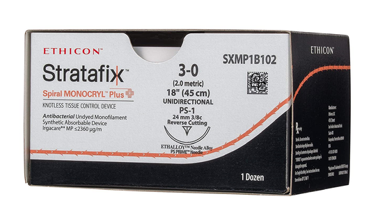 Suture, Spiral, Undyed Monofilament, Size 3-0, Needle PS-1, 45 cm, 12/bx (Continental US Only)