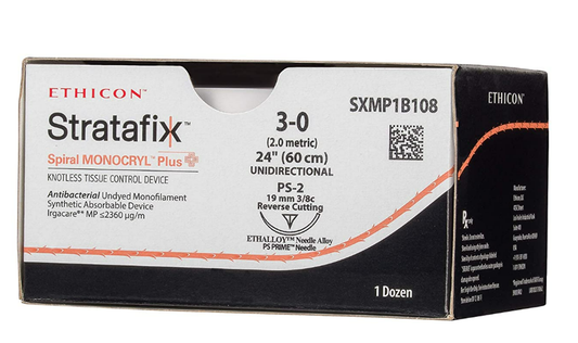Suture, Spiral, Undyed Monofilament, Size 3-0, Needle PS-2, 60 cm, 12/bx (Continental US Only)