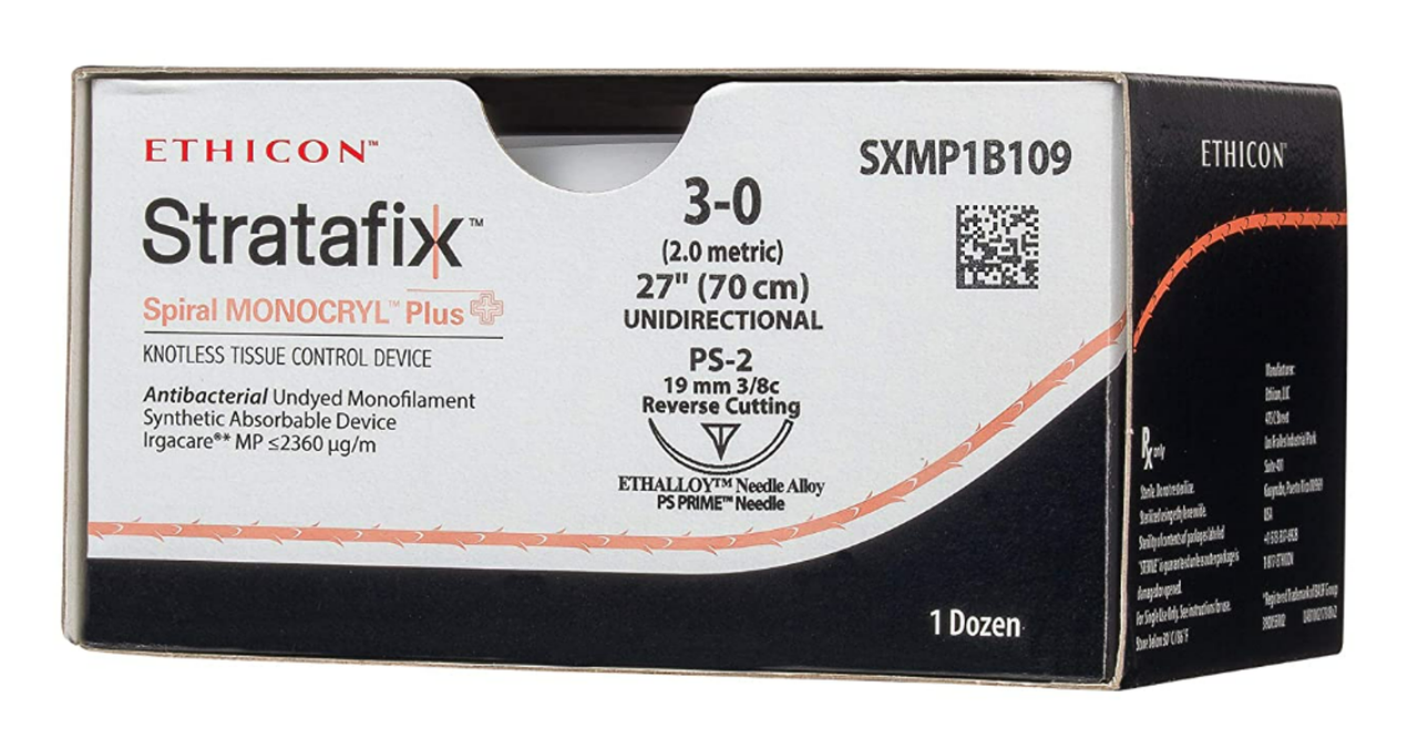 Suture, Spiral, Undyed Monofilament, Size 3-0, Needle PS-2, 70 cm, 12/bx (Continental US Only)