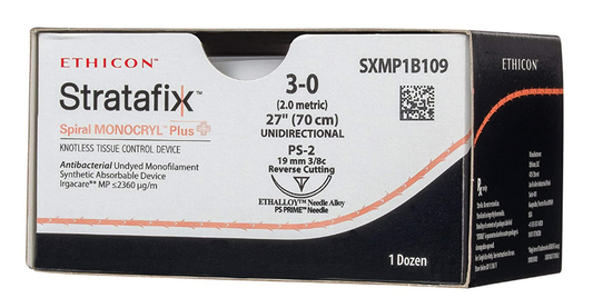 Suture, Spiral, Undyed Monofilament, Size 3-0, Needle PS-2, 70 cm, 12/bx (Continental US Only)