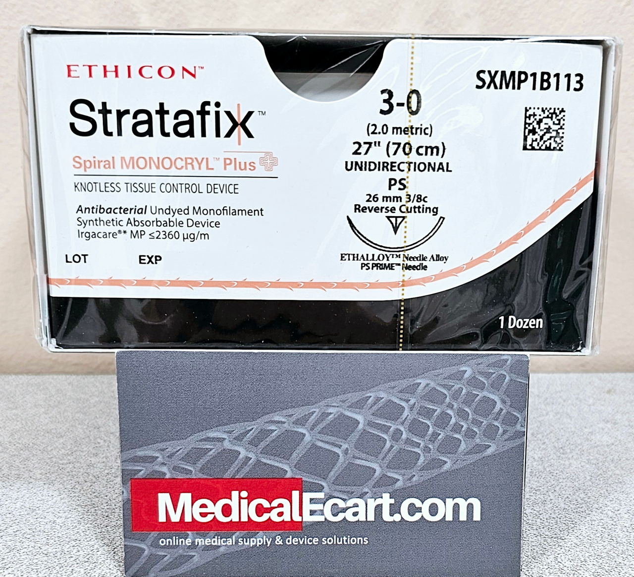 Suture, Spiral, Undyed Monofilament, Size 3-0, Needle PS, 70 cm, 12/bx (Continental US Only)