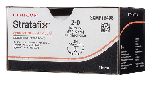 2-0 15cm STRATAFIX Spiral MONOCRYL  Plus Undyed  SH, 12/bx (Continental US Only)