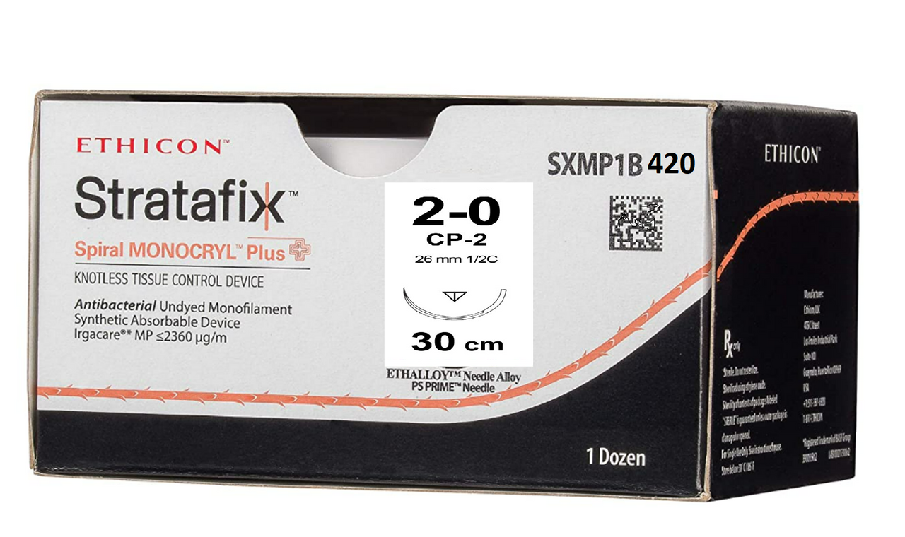 2-0 30cm STRATAFIX Spiral MONOCRYL  Plus Undyed  CP-2, 12/bx (Continental US Only)