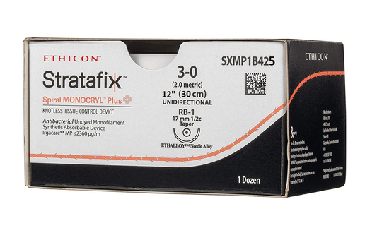 Suture, Spiral, Undyed Monofilament, Size 3-0, Needle RB-1, 30 cm, 12/bx (Continental US Only)