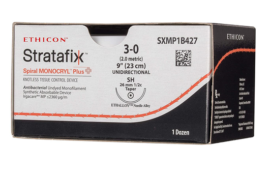 Suture, Spiral, Undyed Monofilament, Size 3-0, Needle SH, 20 cm, 12/bx (Continental US Only)