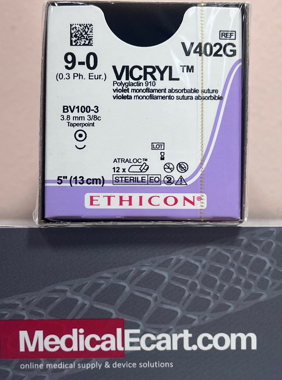 Suture, Taper Point, Size 9-0, 5", Violet Monofilament, Needle BV100-3, 3/8 Circle, 1 dz/bx (Continental US Only)