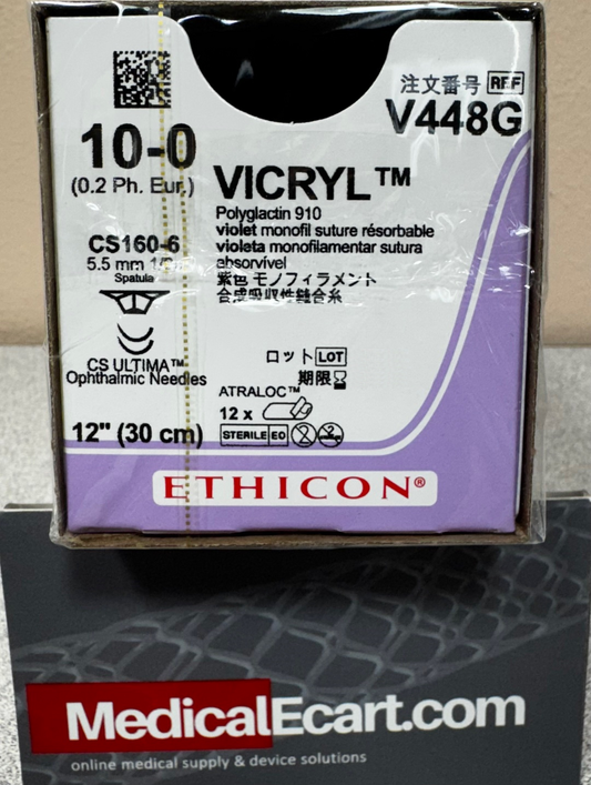 Suture, Ultima Spatula, Size 10-0, 12", Violet Monofilament, Needle CS160-6 CS160-6, _ Circle, 1 dz/bx (Continental US Only)