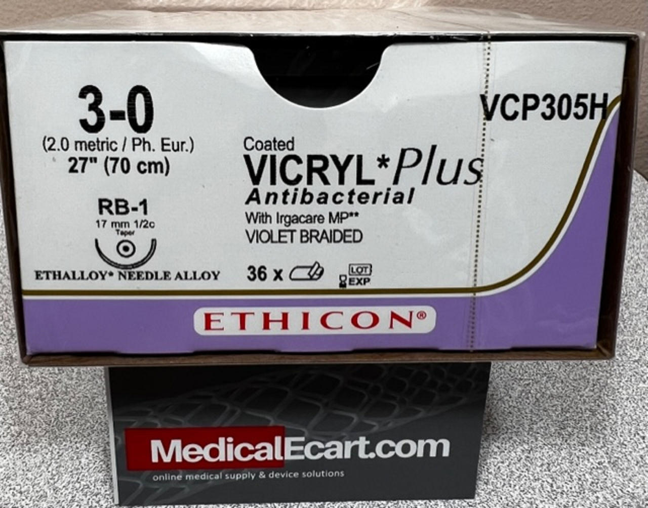 Suture, Taper Point, Size 3-0, 27", Violet Braided, Needle RB-1, _ Circle, 3 dz/bx (Continental US Only)