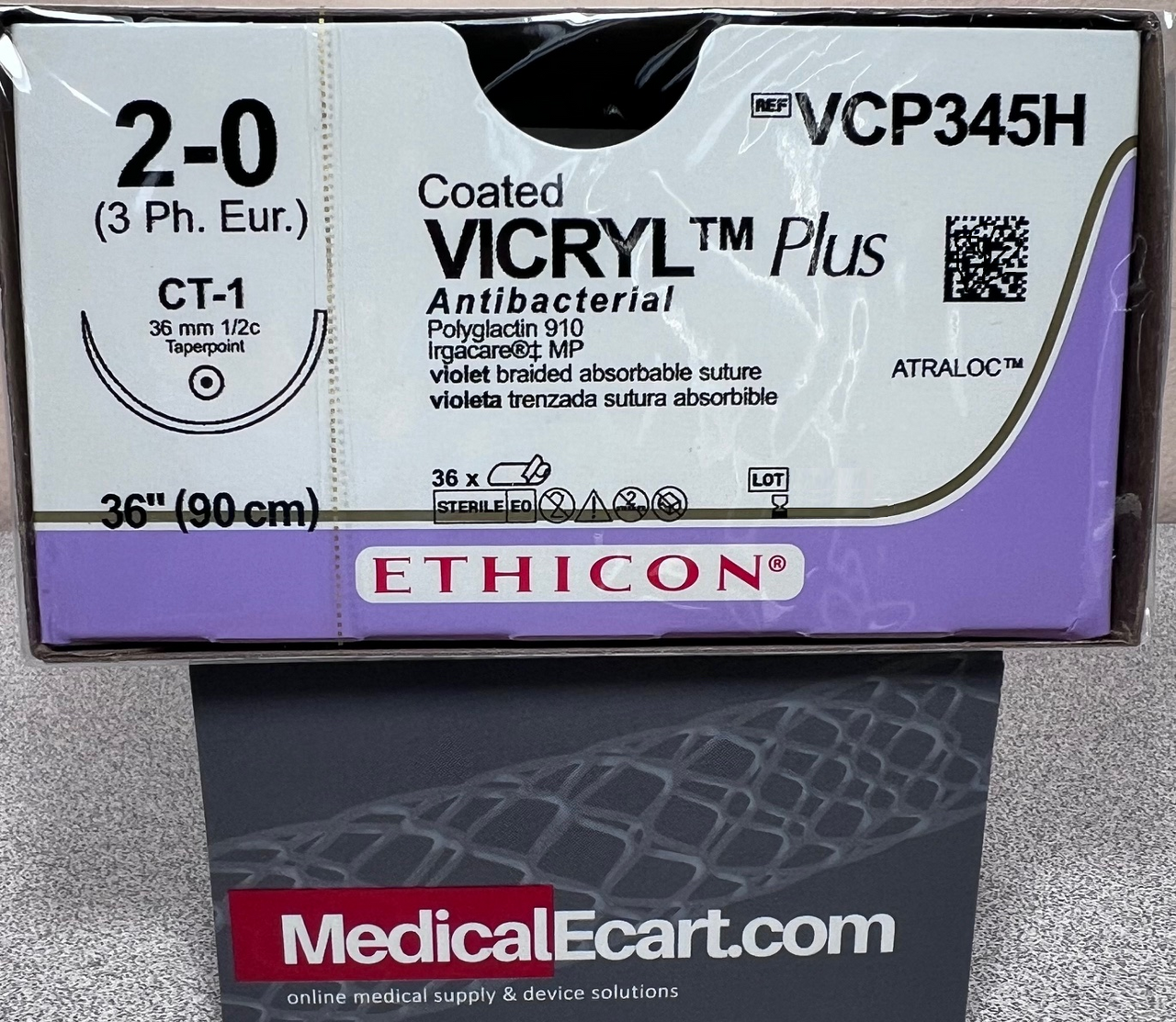Suture, Taper Point, Size 2-0, 36", Violet Braided, Needle CT-1, _ Circle, 3 dz/bx (Continental US Only)