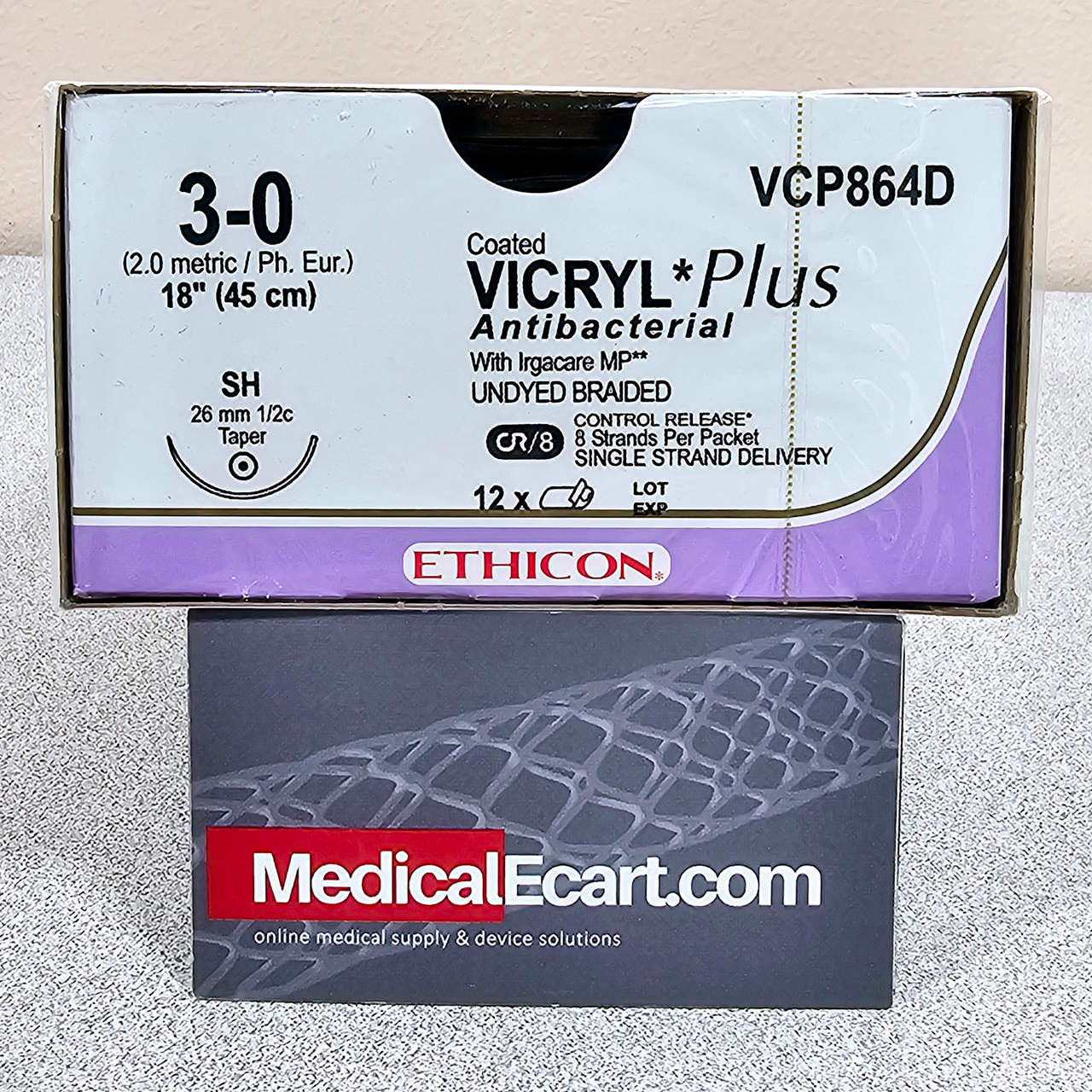 Suture, Taper Point, Size 3-0, 8-18", Undyed Braided, Needle SH, _ Circle, 1 dz/bx (Continental US Only)