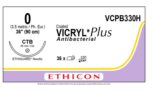 Suture, Ethiguard Blunt Point, Size 0, 36", Violet Braided, Needle CTB, _ Circle, 3 dz/bx (Continental US Only)