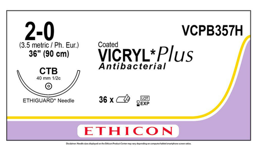 Suture, Ethiguard Blunt Point, Size 2-0, 36", Violet Braided, Needle CTB, _ Circle, 3 dz/bx (Continental US Only)