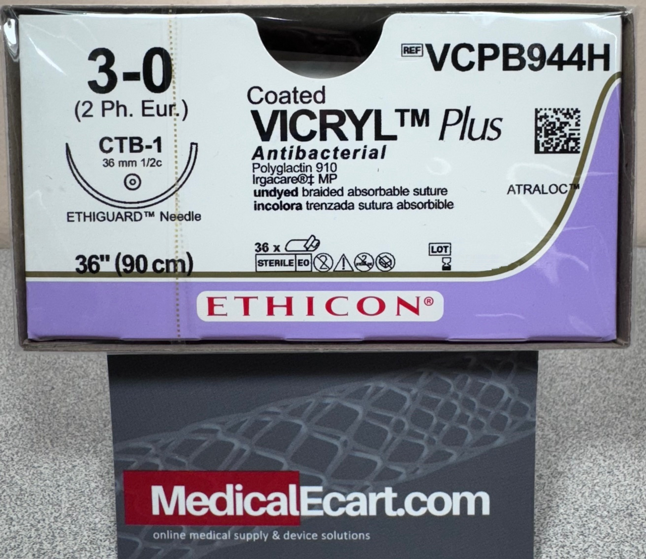 Suture, Ethiguard Blunt Point, Size 3-0, 36", Undyed Braided, Needle CTB-1, _ Circle, 3 dz/bx (Continental US Only)