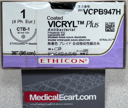 Suture, Ethiguard Blunt Point, Size 1, 36", Undyed Braided, Needle CTB-1, _ Circle, 3 dz/bx (Continental US Only)