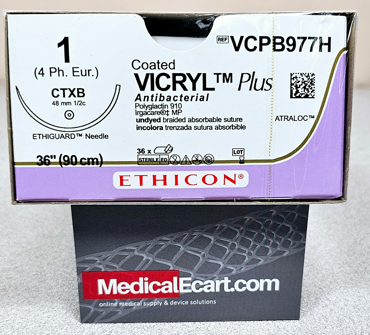 Suture, Ethiguard Blunt Point, Size 1, 36", Undyed Braided, Needle CTX-B, _ Circle, 3 dz/bx (Continental US Only)