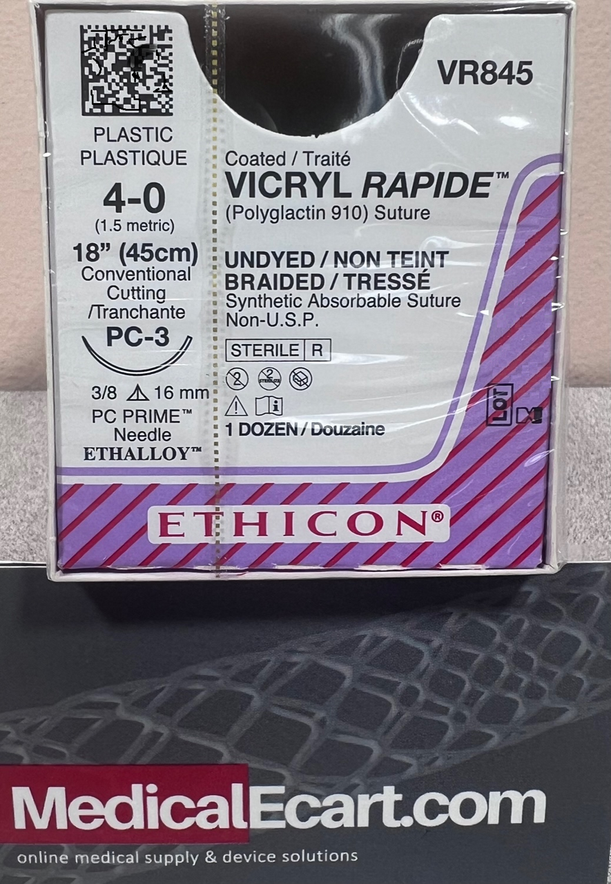 Suture, Precision Cosmetic Conventional Cutting Prime, Size 4-0, 18", Undyed Braided, Needle PC-3, 3/8 Circle, 1 dz/bx (Continental US Only)
