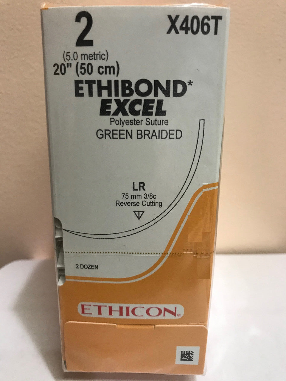 Suture, Reverse Cutting, Size 2, 20", Green Braided, Needle LR, 3/8 Circle, 2 dz/bx (Continental US Only)