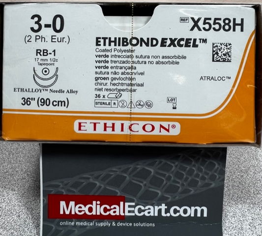 Suture, Taper Point, Size 3-0, 36", Green Braided, Needle RB-1 RB-1, _ Circle, 3 dz/bx (Continental US Only)
