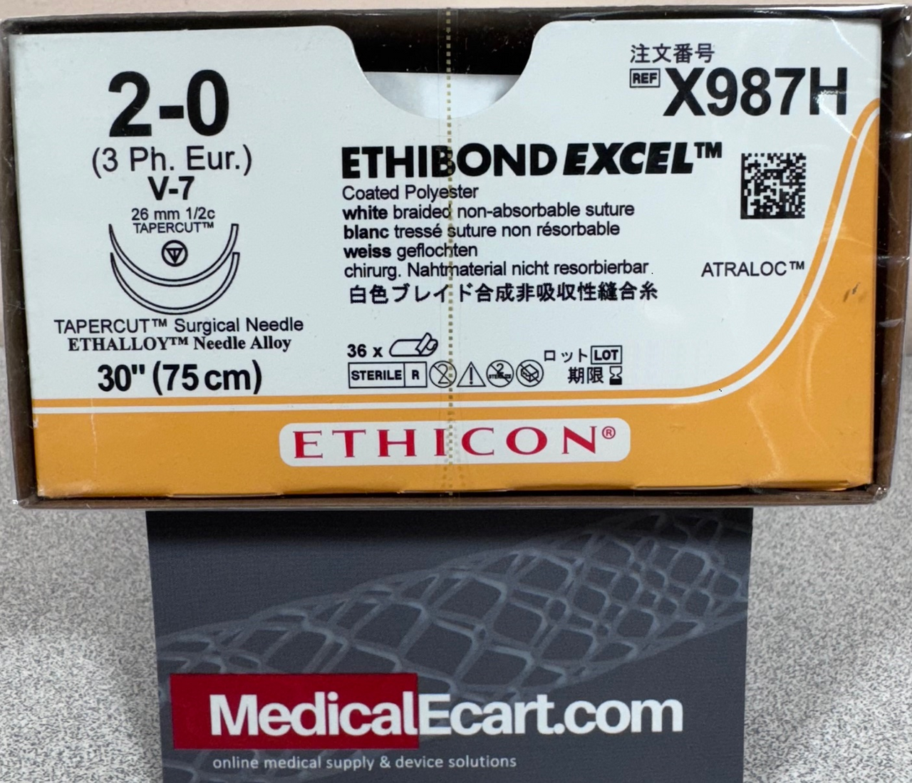 Suture, Tapercut, Size 2-0, 30", White Braided, Needle V-7 V-7, _ Circle, 3 dz/bx (Continental US Only)