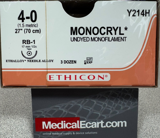 Suture, Taper Point, Size 4-0, 27", Undyed Monofiliment, Needle RB-1, _ Circle, 3 dz/bx (Continental US Only)