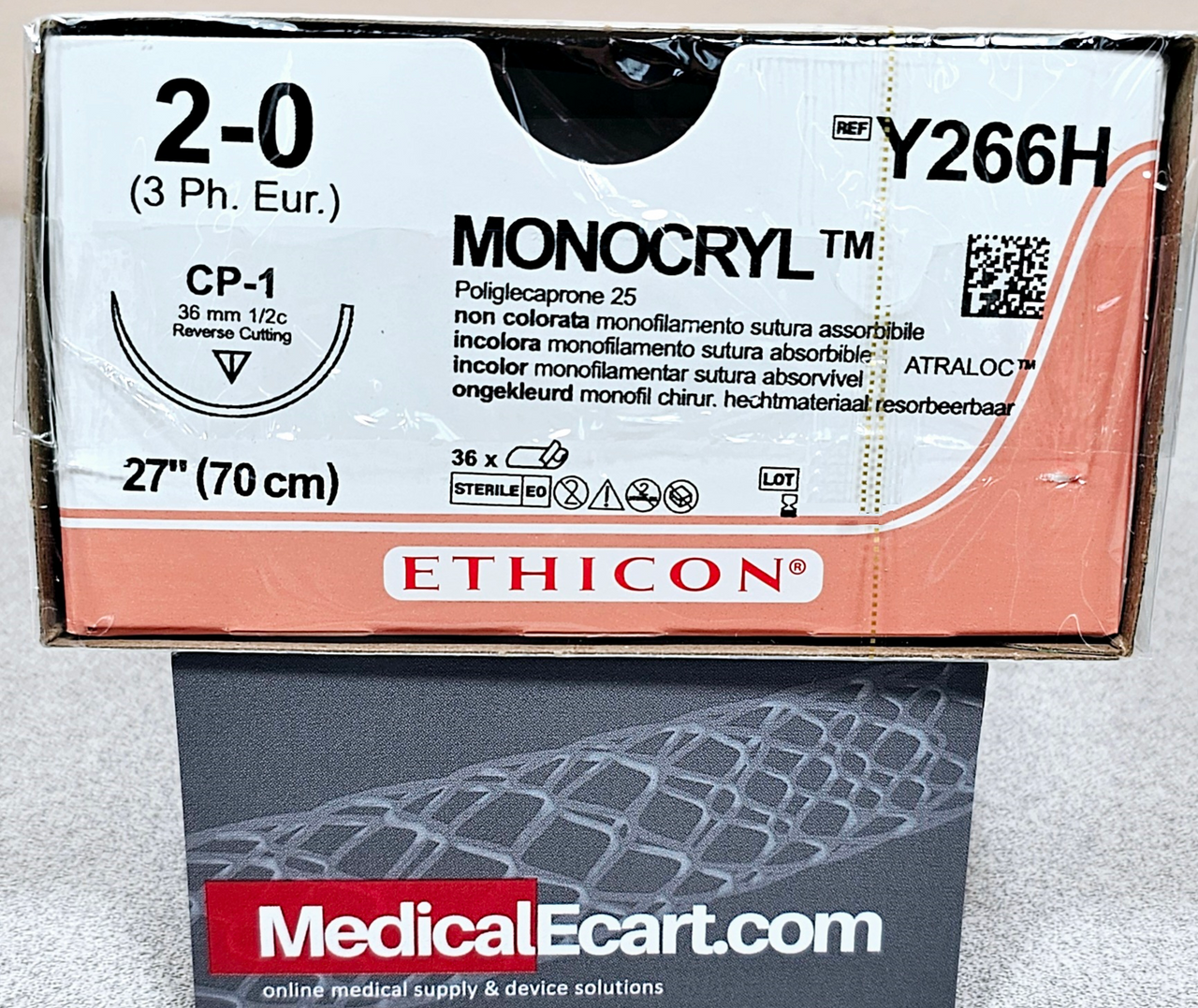 Suture, Tapercut, Size 2-0, 27", Undyed Monofilament, Needle V-34, _ Circle, 3 dz/bx (Continental US Only)