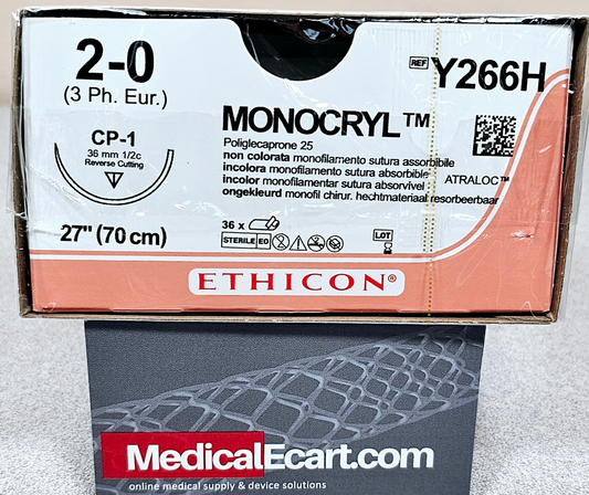Suture, Tapercut, Size 2-0, 27", Undyed Monofilament, Needle V-34, _ Circle, 3 dz/bx (Continental US Only)