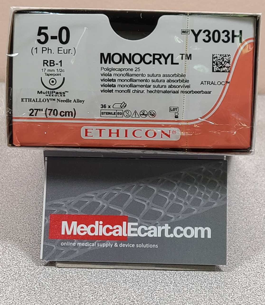 Suture, Taper Point, Size 5-0, 27", Violet Monofilament, Needle RB-1, _ Circle, 3 dz/bx (Continental US Only)