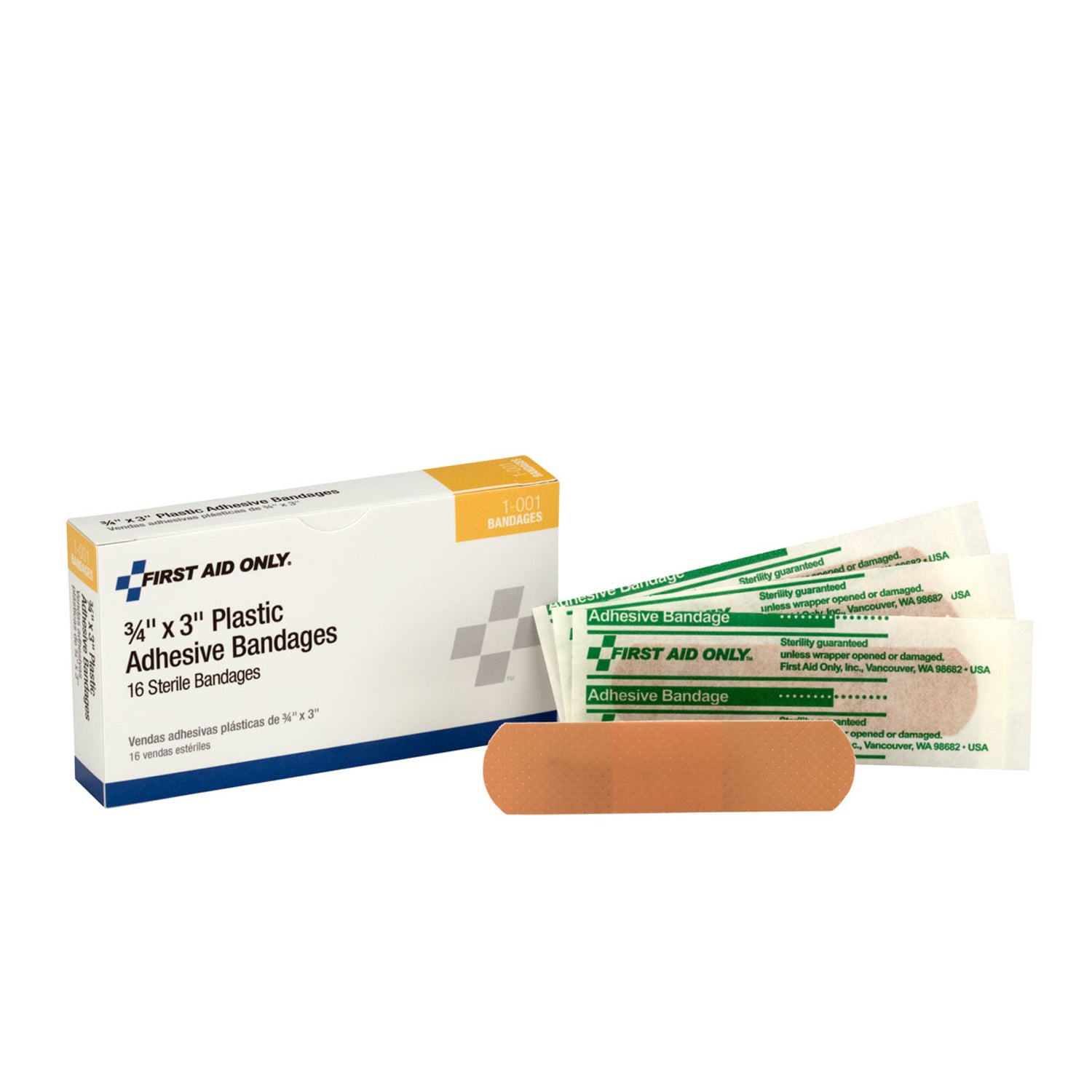 Plastic Bandages, 3/4"x3", 16/bx  (DROP SHIP ONLY - $150 Minimum Order)