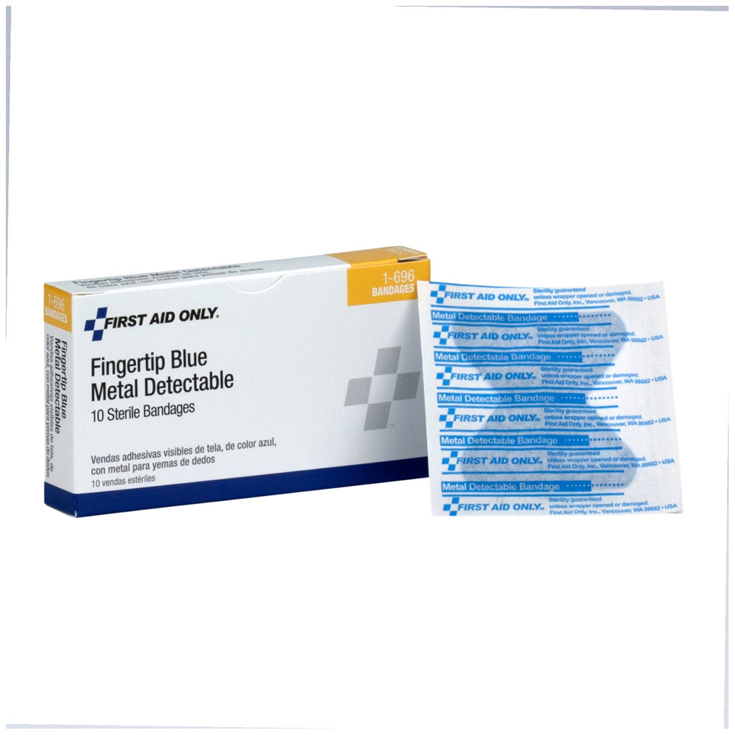 Fabric Fingertip Bandages, Blue Metal Detectable, 10/bx (DROP SHIP ONLY - $150 Minimum Order)