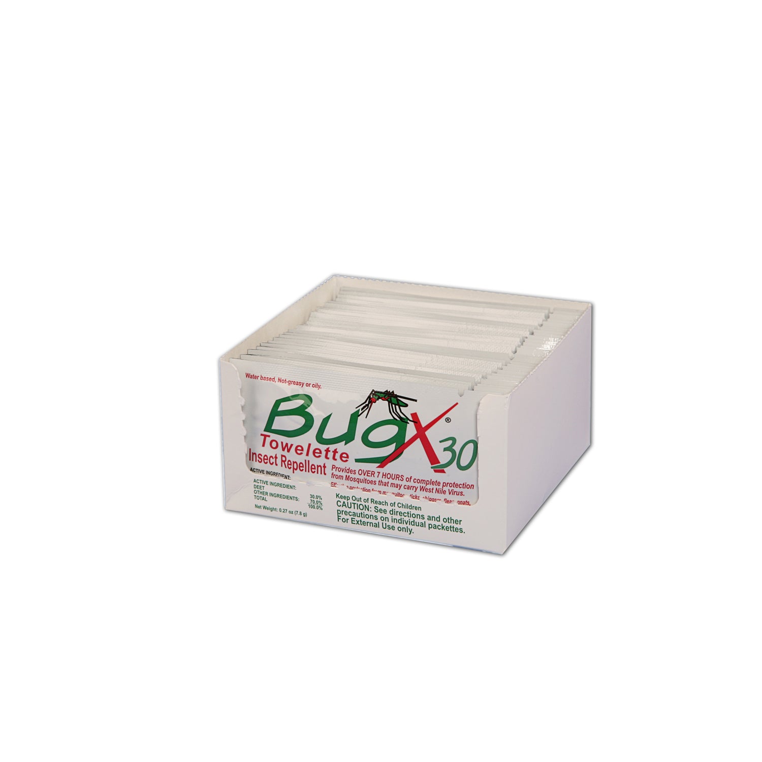BugX30 Insect Repellent Wipes, DEET, 25/bx (DROP SHIP ONLY - $150 Minimum Order)
