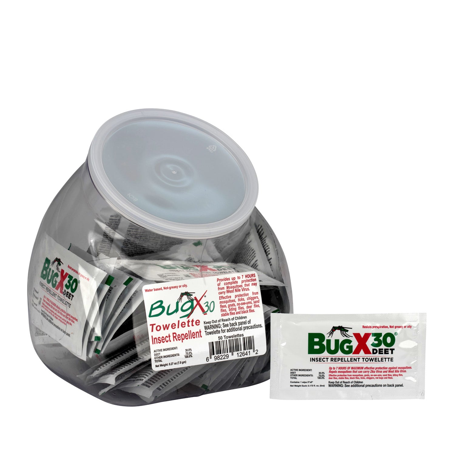 BugX30 Fish Bowl Insect Repellent Wipes, 50/jr (DROP SHIP ONLY - $150 Minimum Order)