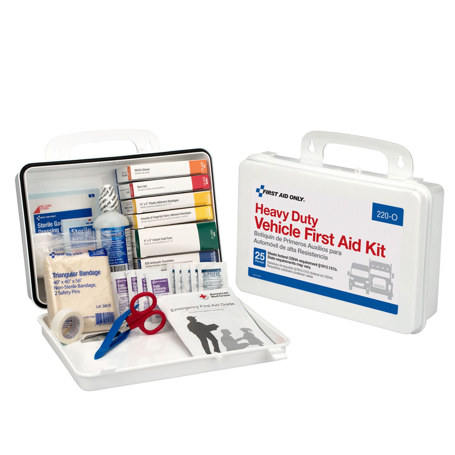 25 Person Vehicle First Aid Kit, Plastic Case (DROP SHIP ONLY - $150 Minimum Order)