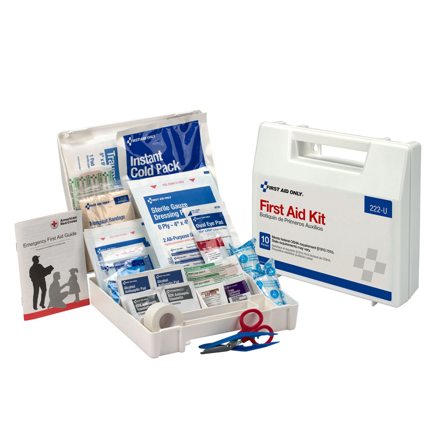 10 Person First Aid Kit, Plastic Case w/ Dividers (DROP SHIP ONLY - $150 Minimum Order)