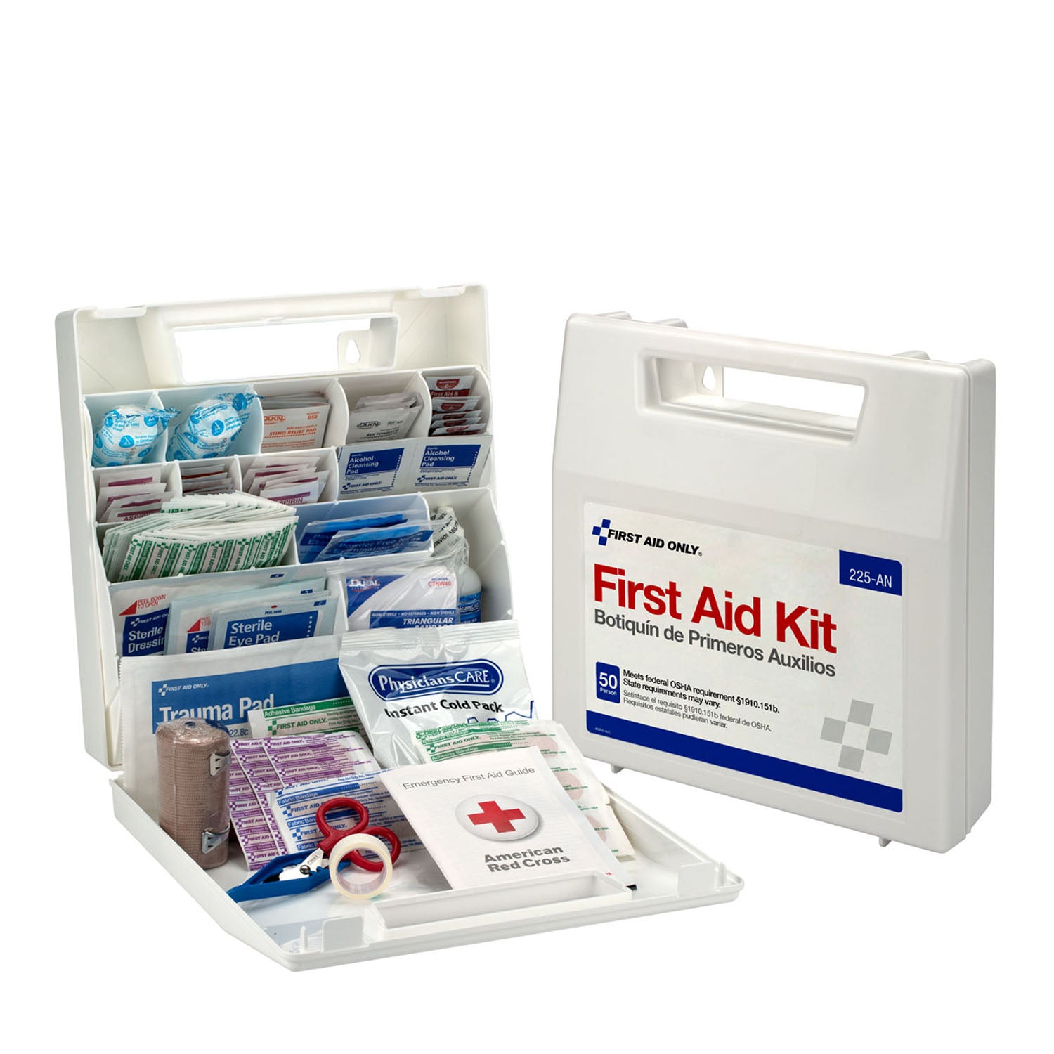 50 Person First Aid Kit, Plastic Case w/ Dividers (DROP SHIP ONLY - $150 Minimum Order)