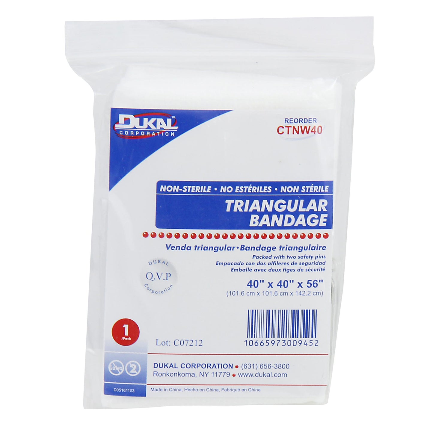 Non-Woven Triangular Bandage, 40"x40"x56", 1/bg  (DROP SHIP ONLY - $150 Minimum Order)