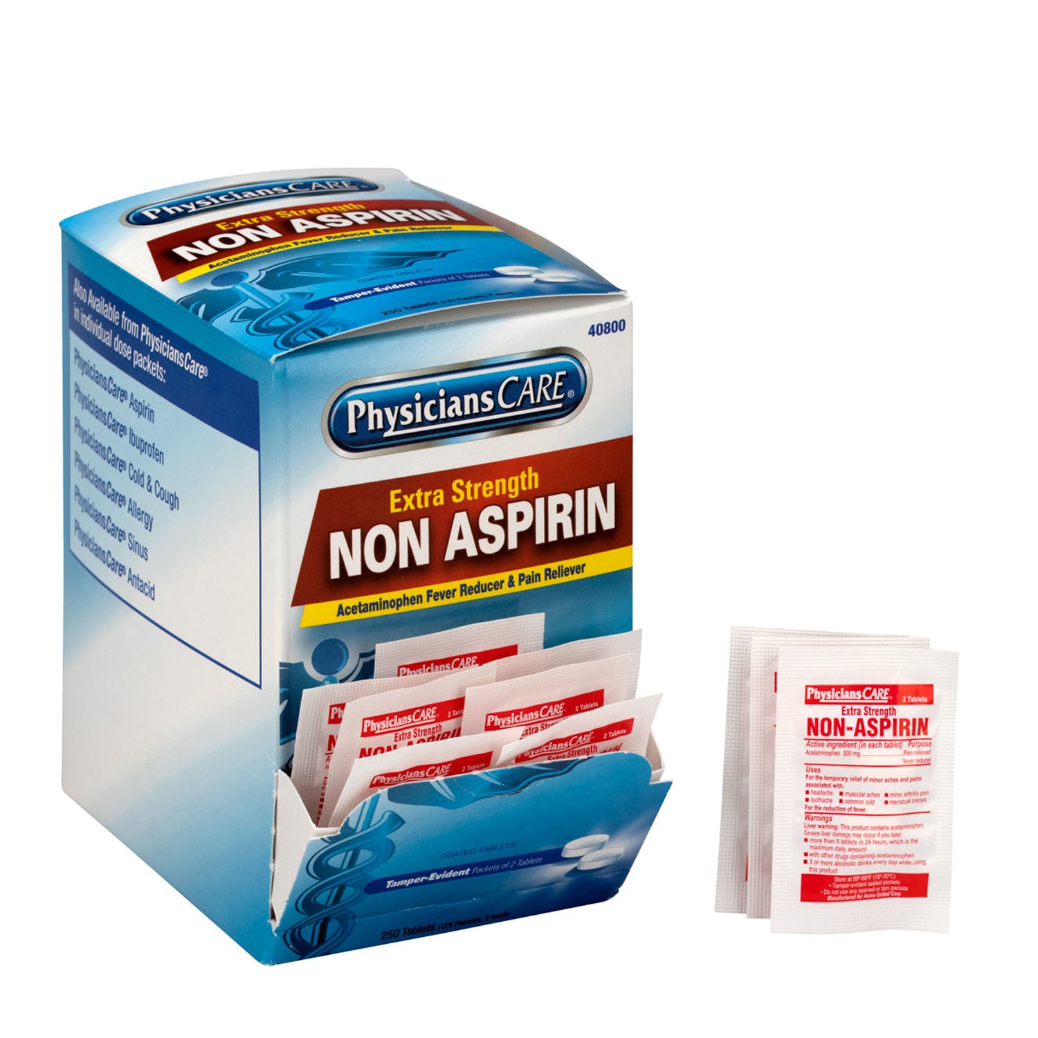 PhysiciansCare Extra Strength Non-Aspirin 2/pk, 125pk/bx (DROP SHIP ONLY - $150 Minimum Order)