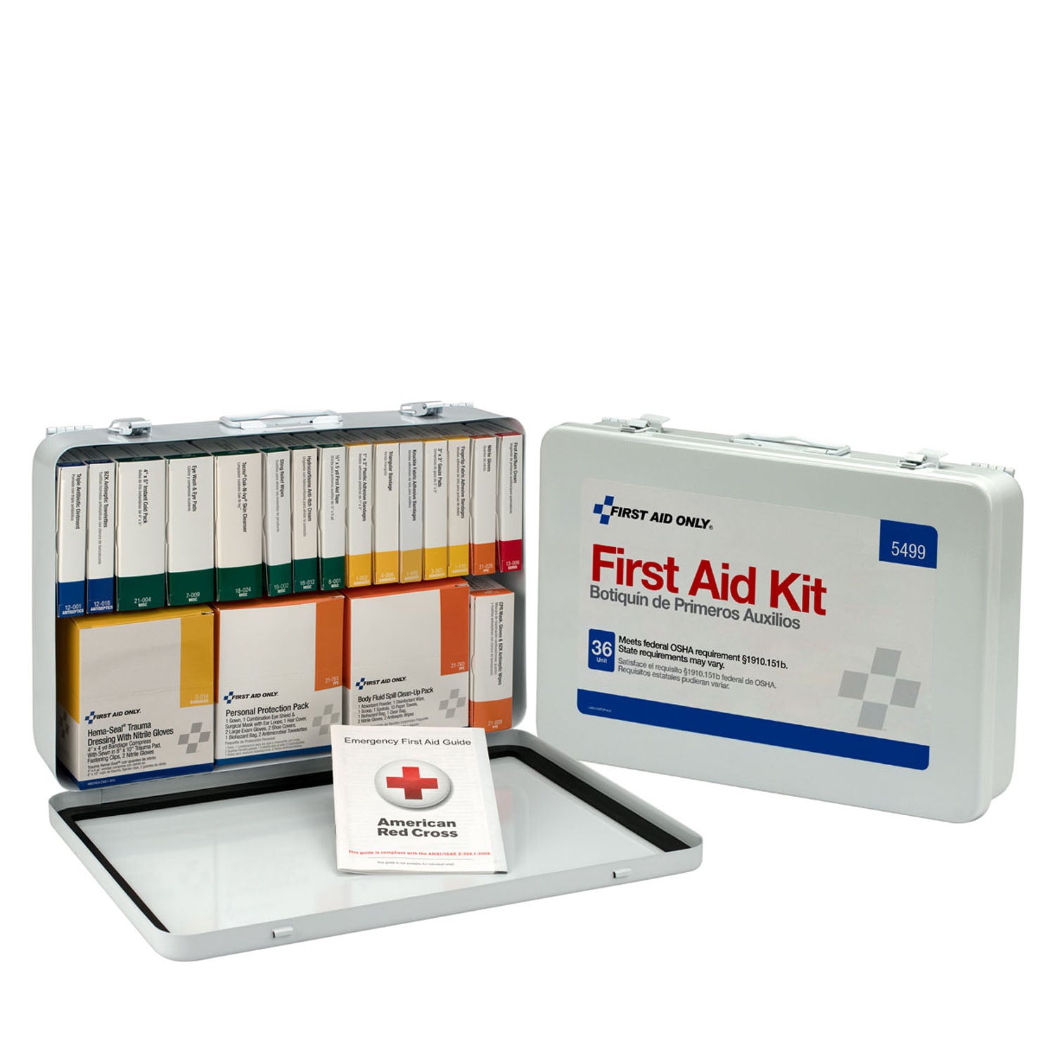 First Aid Kit, 36 Unit, w/ BBP and CPR, Metal Case  (DROP SHIP ONLY - $150 Minimum Order)