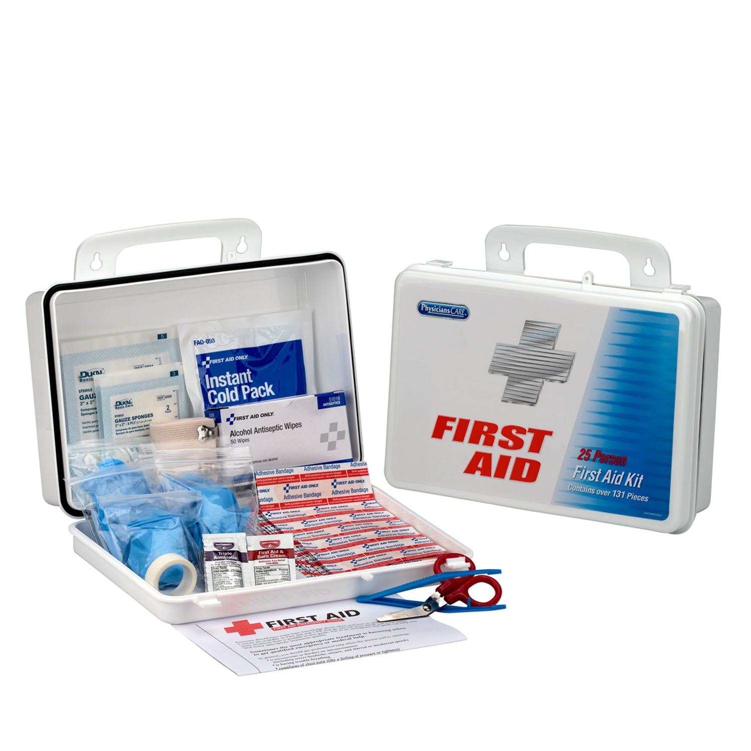 25 Person Office First Aid Kit, 131 Pieces, Plastic Case (DROP SHIP ONLY - $150 Minimum Order)