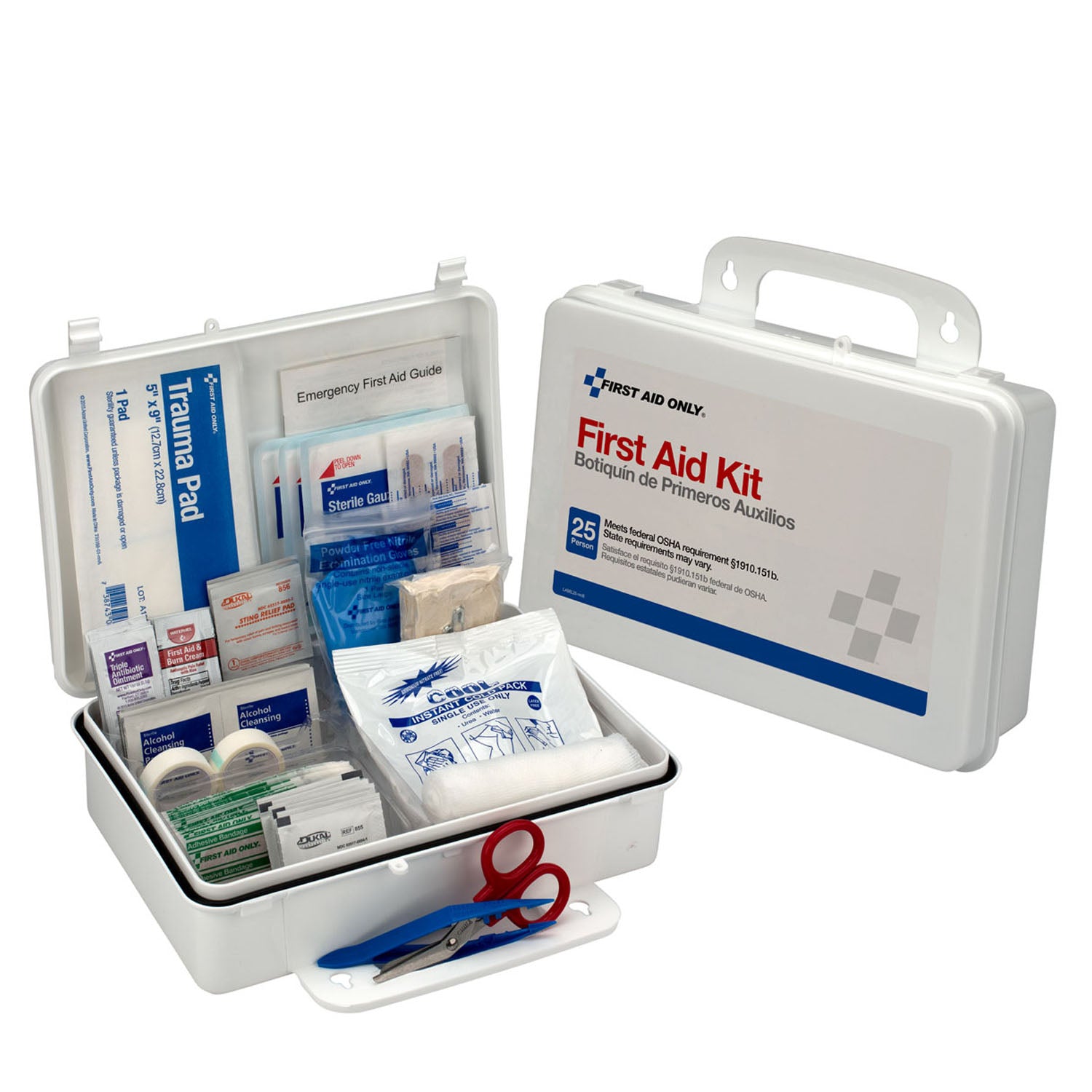 25 Person First Aid Kit, Plastic Case, 12/cs (DROP SHIP ONLY - $150 Minimum Order)